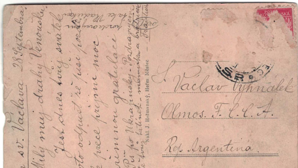 Una de las postales enviadas por el bisabuelo de Cristina Valeria desde Chequia a su hijo en Argentina | Foto: archivo personal de Cristina Valeria Una de las postales enviadas por el bisabuelo de Cristina Valeria desde Chequia a su hijo en Argentina | Foto: archivo personal de Cristina Valeria