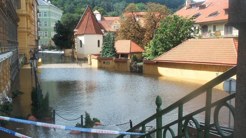 Barrio Kampa,  en Praga,  agosto de 2002