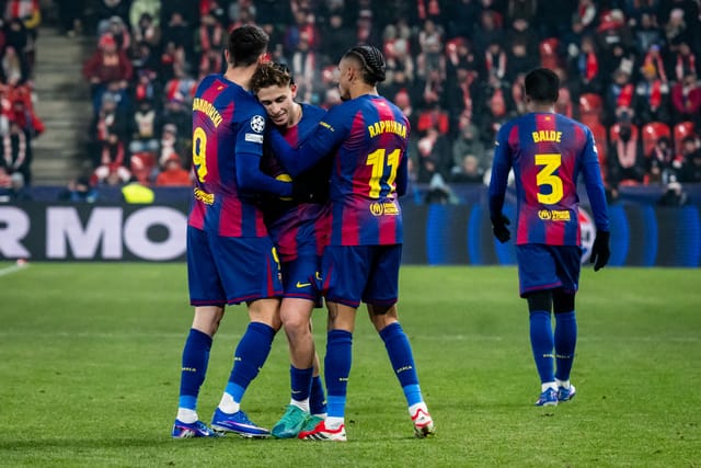 El Barcelona celebra el gol del joven Fermín | Foto: Zuzana Jarolímková,  iROZHLAS.cz