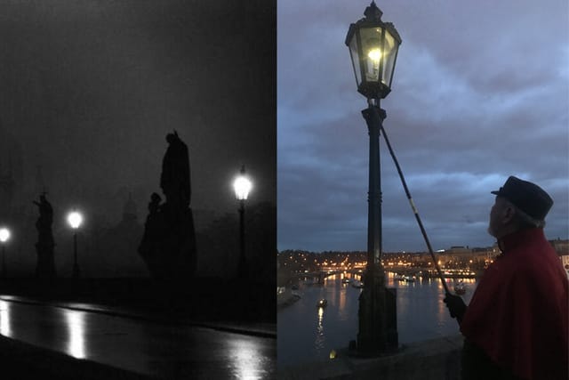 Jan Žákovec,  foto: Juan Pablo Bertazza,  los luces del Puente de Carlos,  foto: archivo del Magistrado de Praga